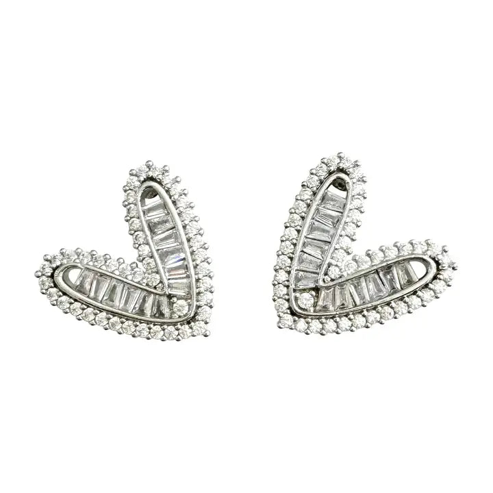 Tracy - CZ Heart Stud Earrings