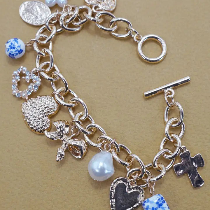 Cali Porcelain Heart & Bow Bracelet