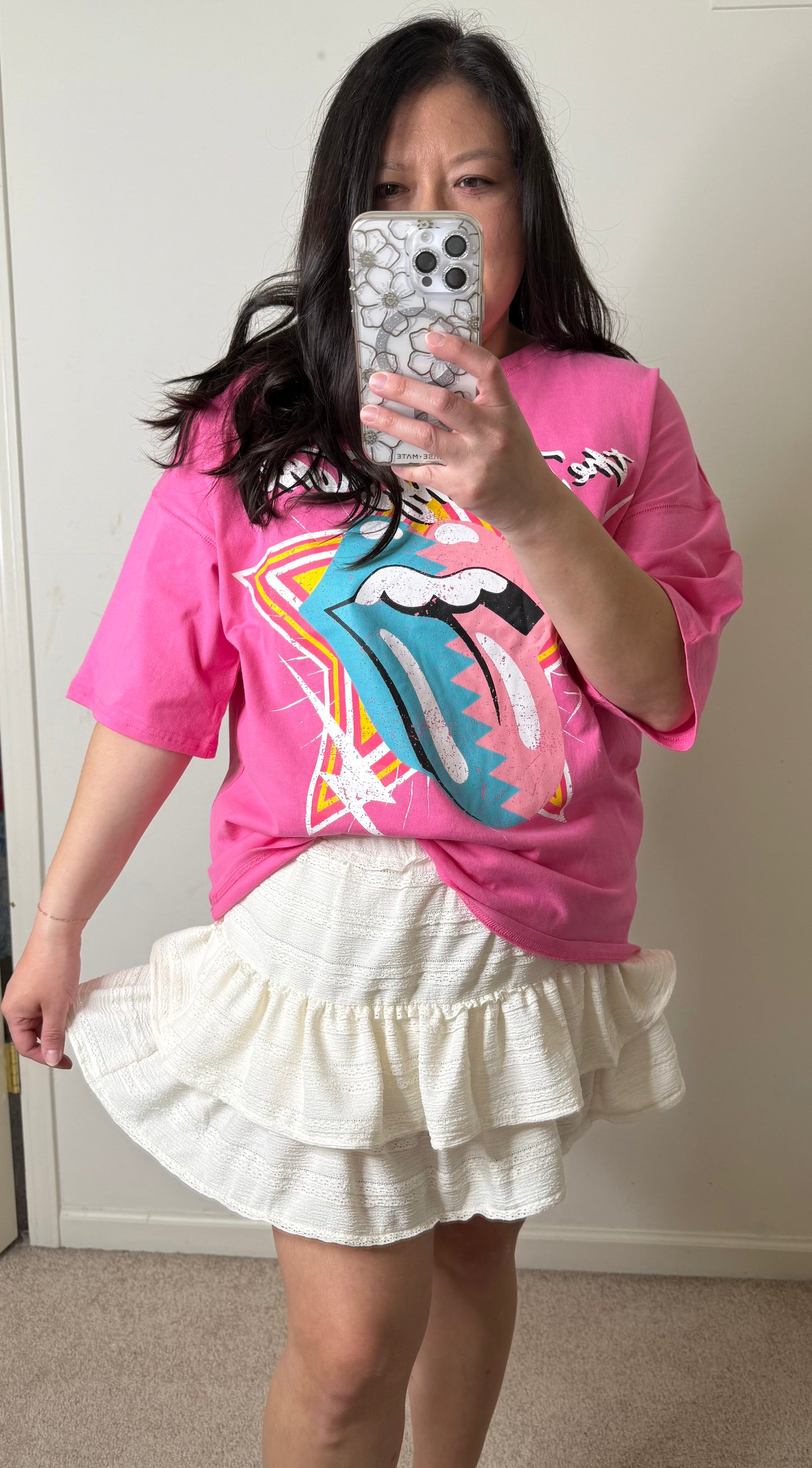 Estrella Pink Rolling stones graphic tee