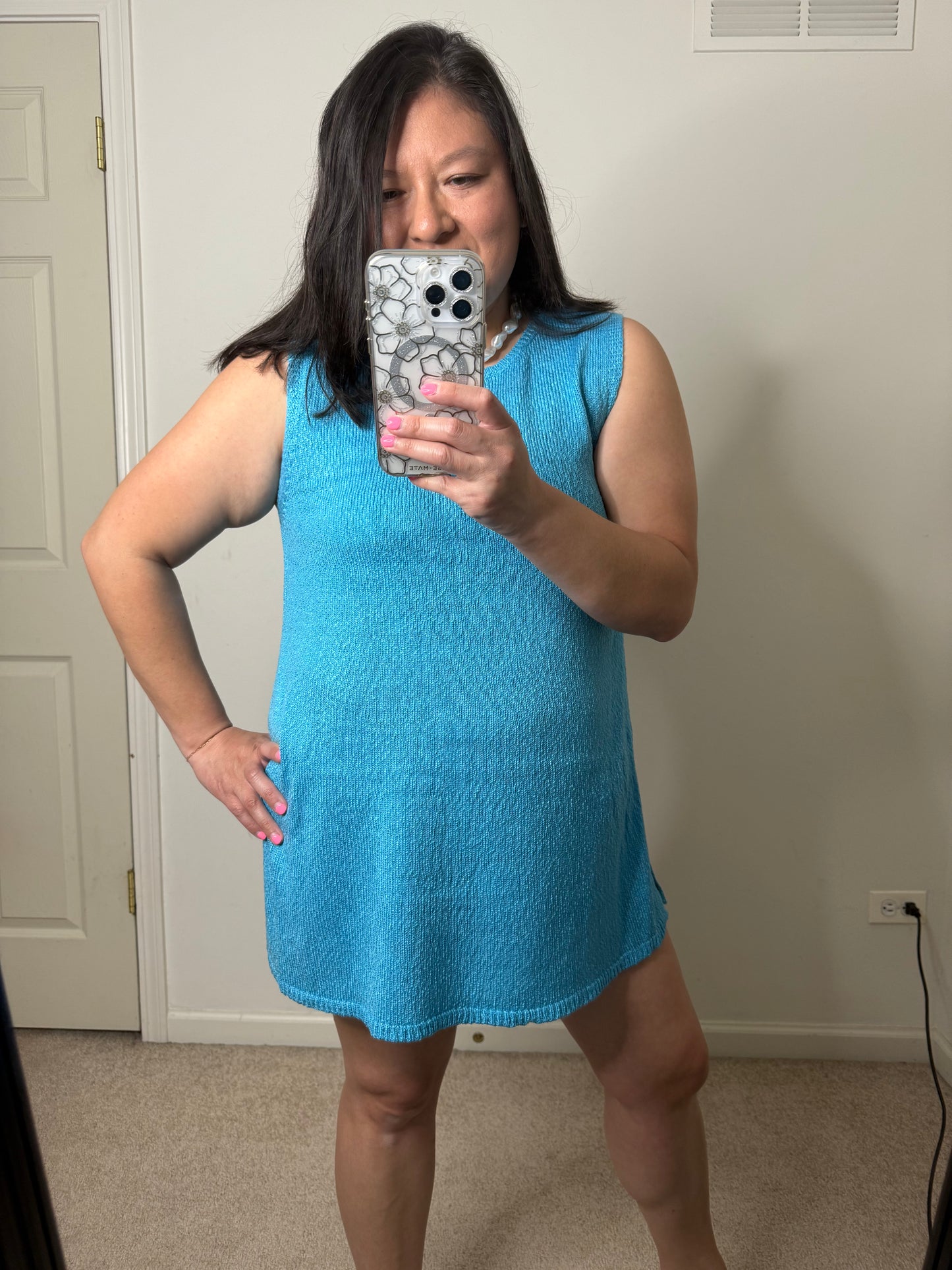 Debbie Side Slit Set- Aqua Blue