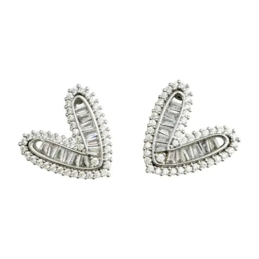 Tracy - CZ Heart Stud Earrings