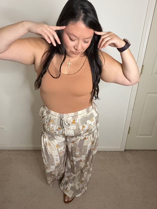 Melissa - Patchwork Wide Leg Pants