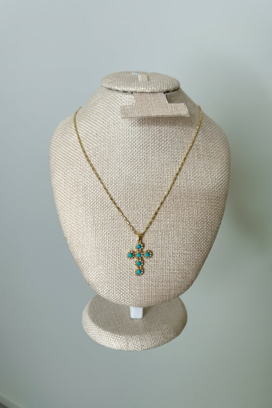 Rebecca Turquoise Cross Necklace