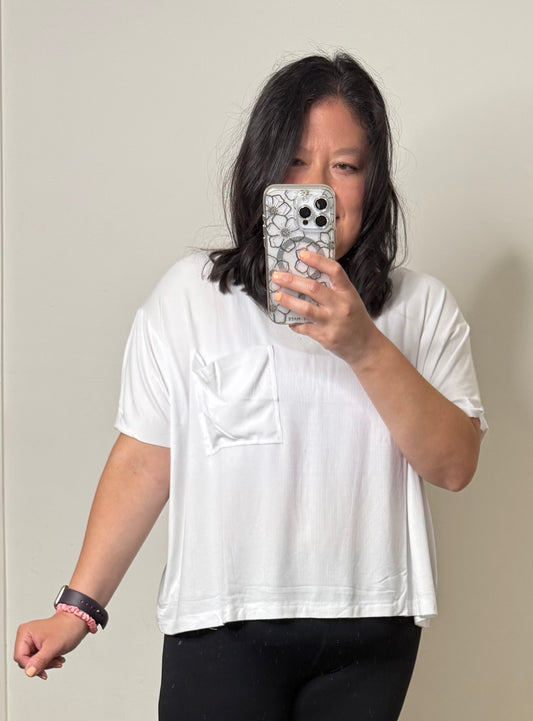 Miranda Bouncy Ribbed Short Sleeve Tee- white