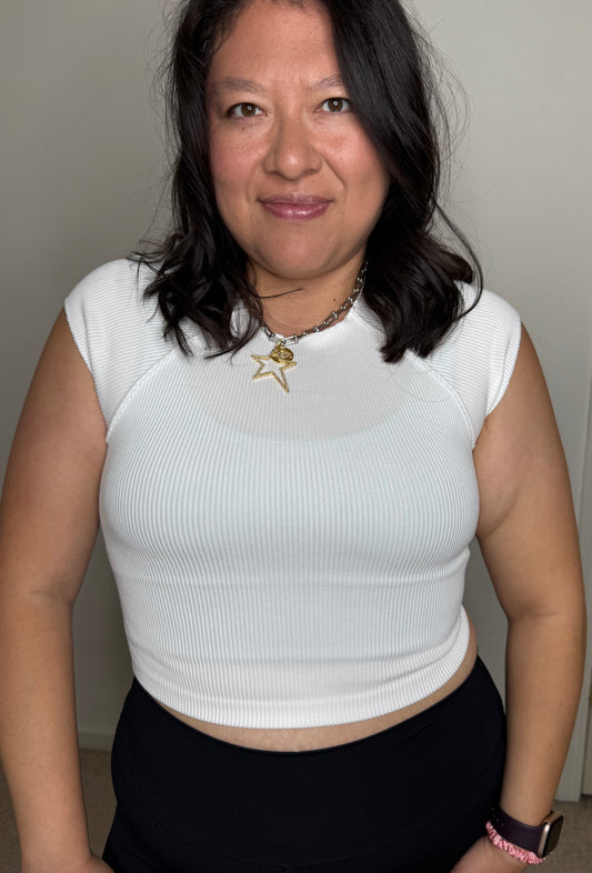 Megan Short Sleeve Seamless- White
