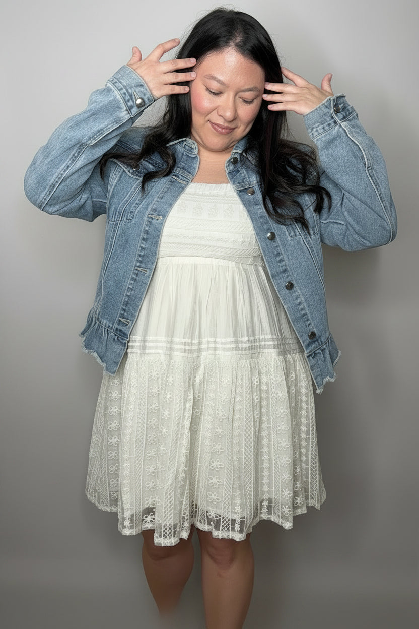 Christine Ruffle Jean Jacket