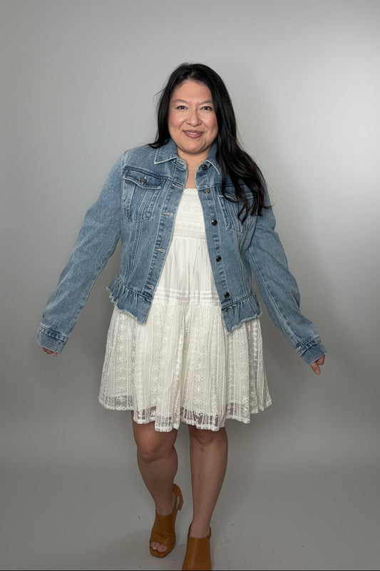 Christine Ruffle Jean Jacket