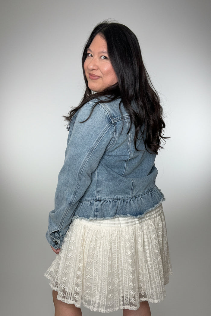 Christine Ruffle Jean Jacket